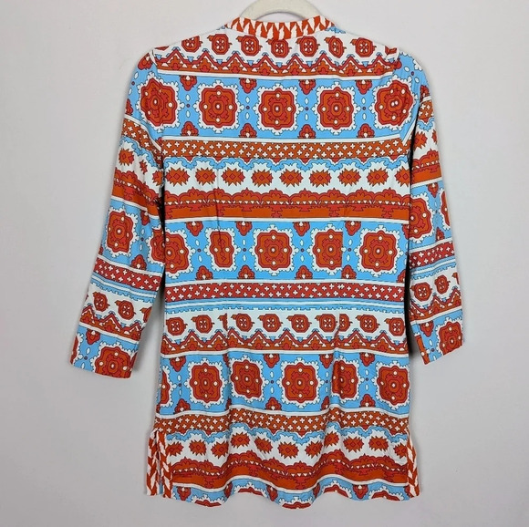 J. McLaughlin for Dillards S Colorful Batik Printed Tunic Henley Catalina Cloth - Picture 2 of 8